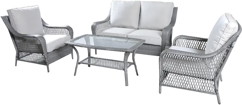 Essen II Gray Wicker 4 Piece Patio Set