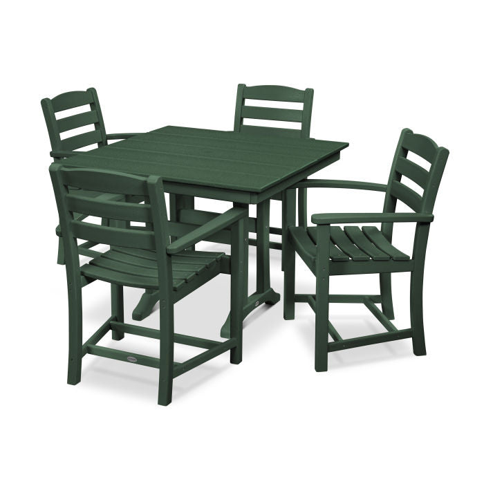 Polywood La Casa Café 5-Piece Farmhouse Trestle Arm Chair Dining Set PWS437-1