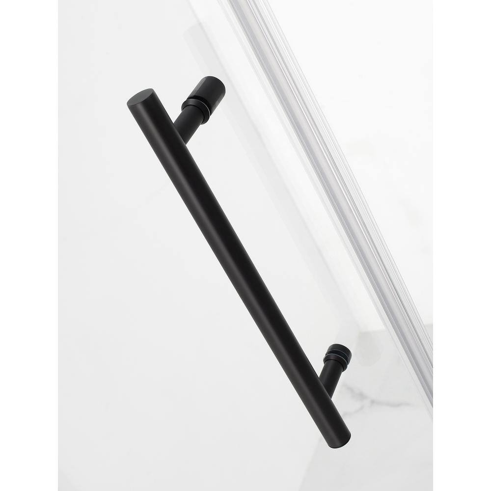 Aston Belmore 59.25 in. to 60.25 in. x 60 in. Frameless Hinged Tub Door in Matte Black TDR965EZ-MB-60-10