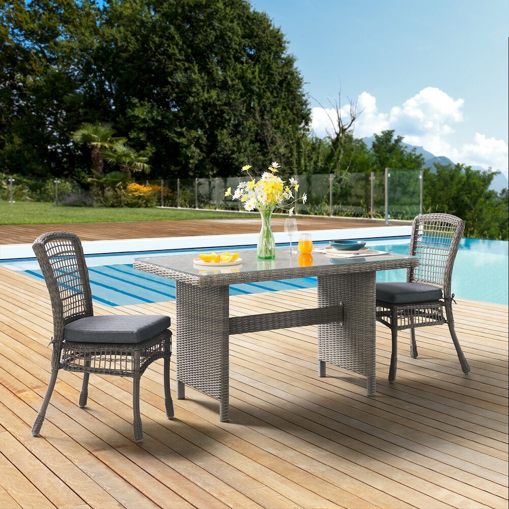 Asti  Weather Wicker 3 Piece Outdoor Dining Set with 30\