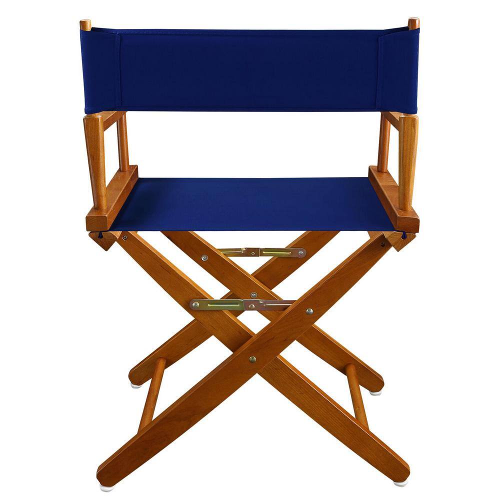 American Trails 18 in. Seat Height Extra-Wide Mission Oak FrameRoyal Blue Canvas New Solid Wood Folding Chair Set of 1 N206-04032-13