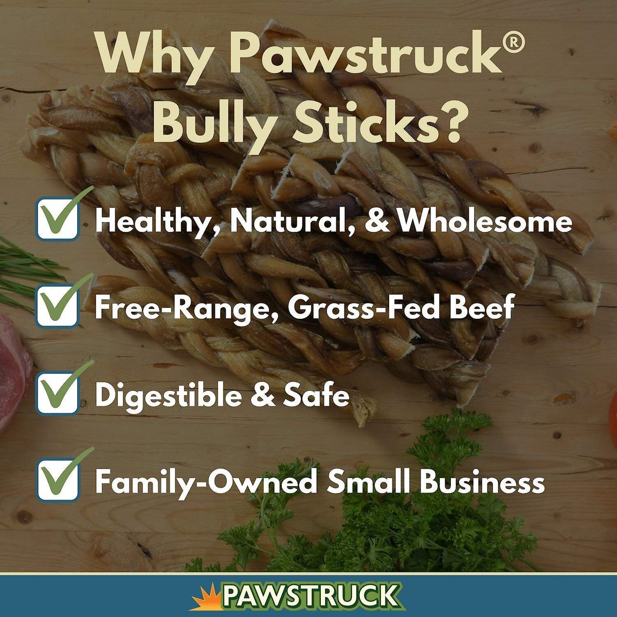 Pawstruck Braided Bully Sticks Dog Treats， 1-lb bag