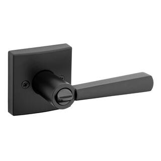 Baldwin Prestige Spyglass Matte Black Entry Door Handle Featuring SmartKey Security with Microban Antimicrobial Technology 354SPLSQR514SMT