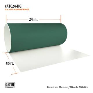 Gibraltar Building Products 24 in. x 50 ft. Hunter Green Over Birch White Aluminum Trim Coil ATC24-HG