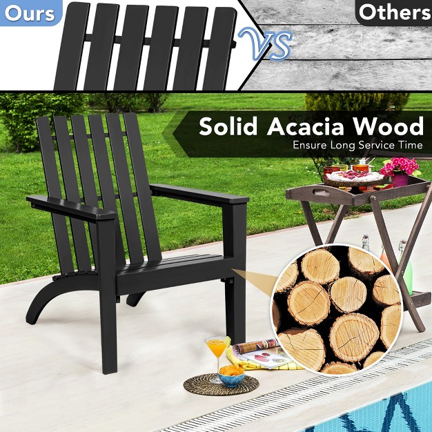 Costway Patio Adirondack Chair Acacia Wood Lounge Armrest Garden Deck White black gray