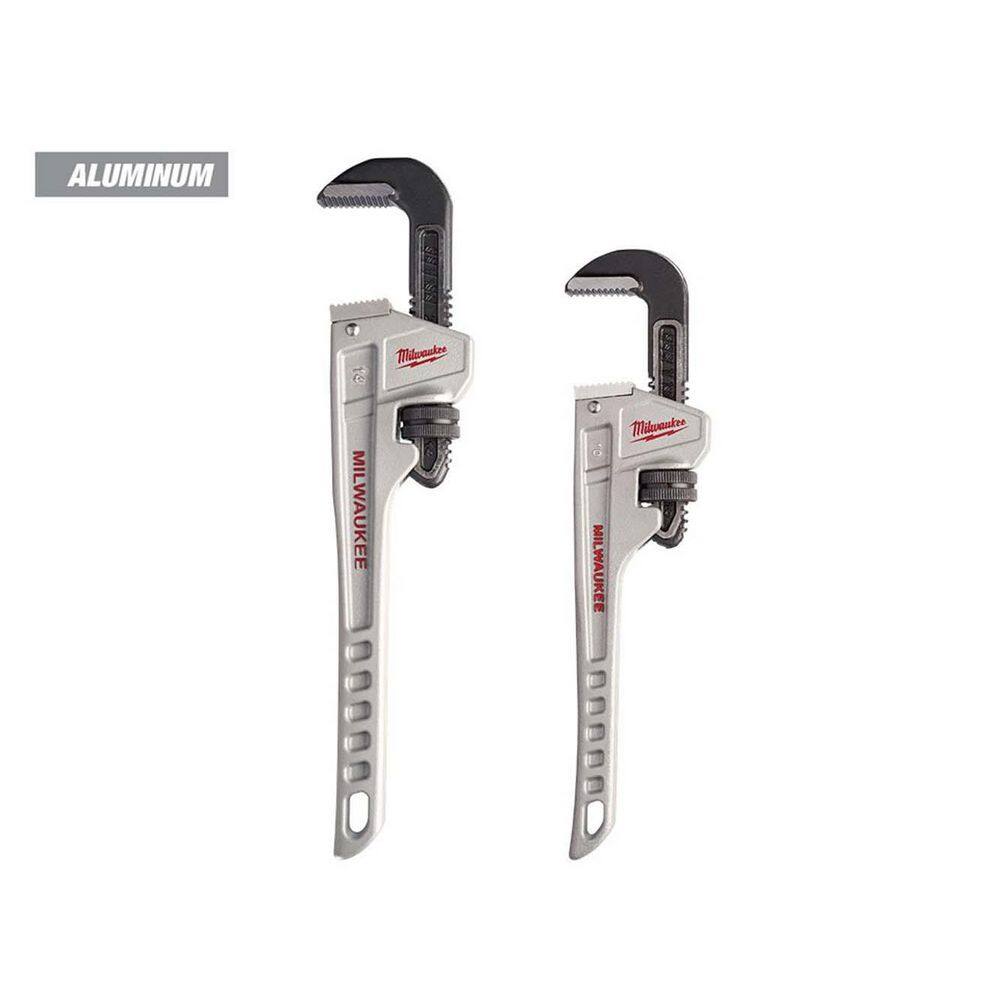 MW 10 in. and 14 in. Aluminum Pipe Wrench Set (2-Piece) 48-22-7210-48-22-7214