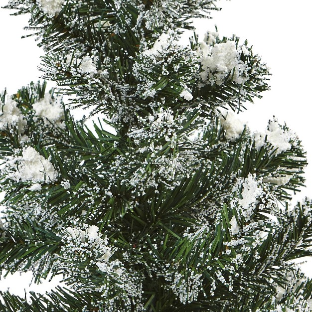 Snowy 18h Mini Pine Trees With Tin Planters (set Of 2) - Nearly Natural