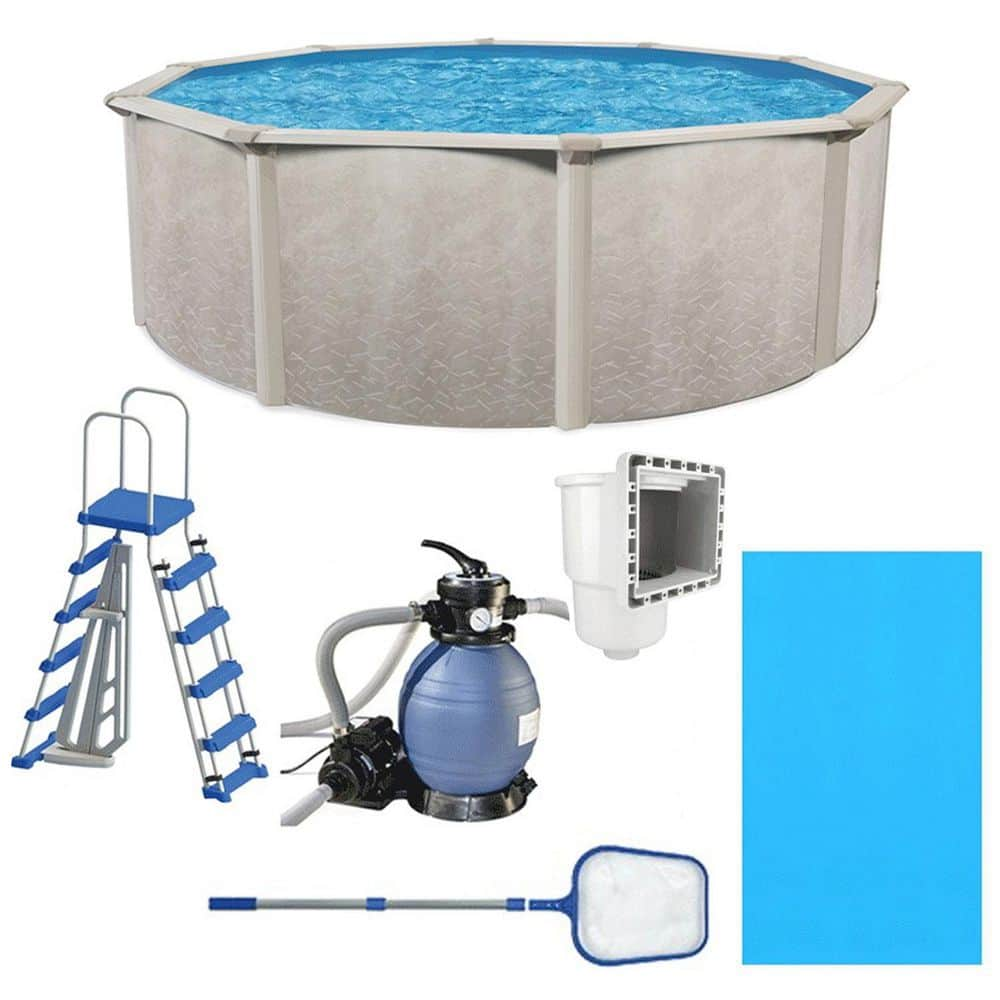 AQUARIAN Phoenix 15 ft. x 52 in. Above Ground Swimming Pool w/Pump and Pool Ladder WAD0015D52SM-KIT