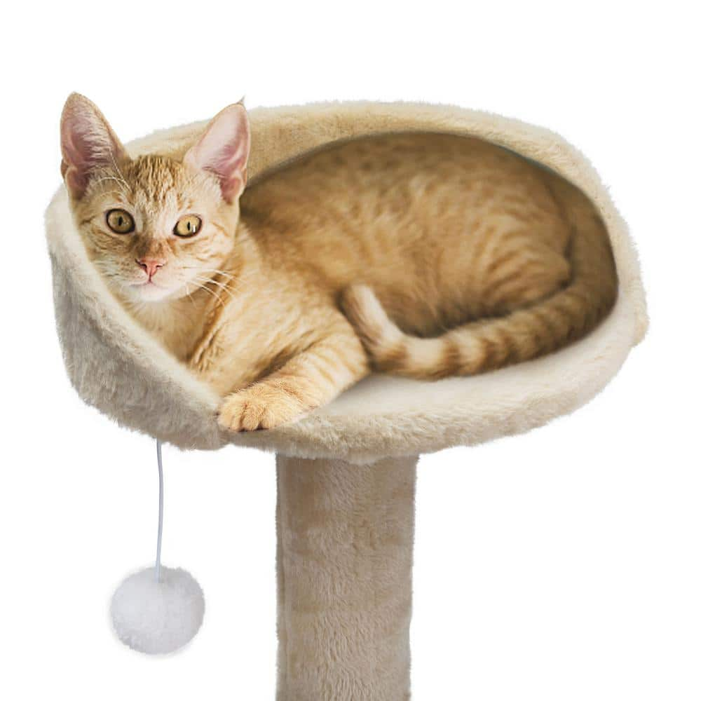 COZIWOW 59.5 in. Cat Tree Kitten Activity Condo Penthouse W/ Scratching Post and Ladder Beige CW12N0207