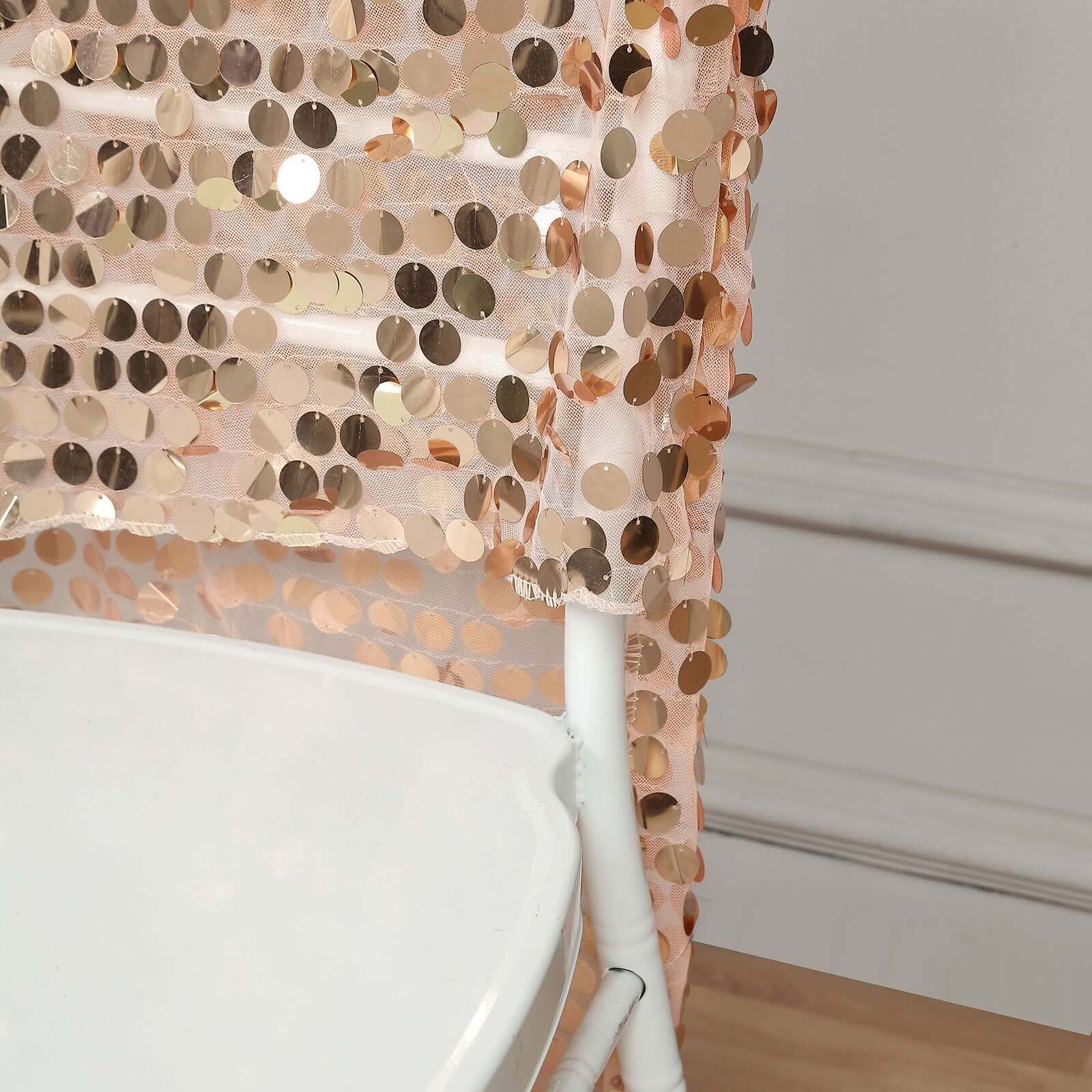 Rose Gold Big Payette Sequin Chiavari Chair Slipcover