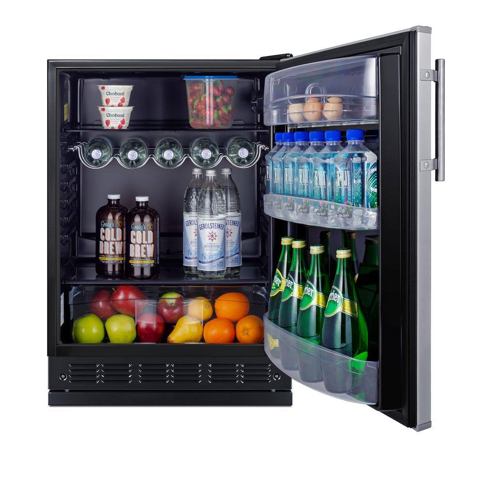 Summit Appliance 24 in. W 5.5 cu.ft. Mini Refrigerator without Freezer in Stainless Steel FF6BK2SSRS