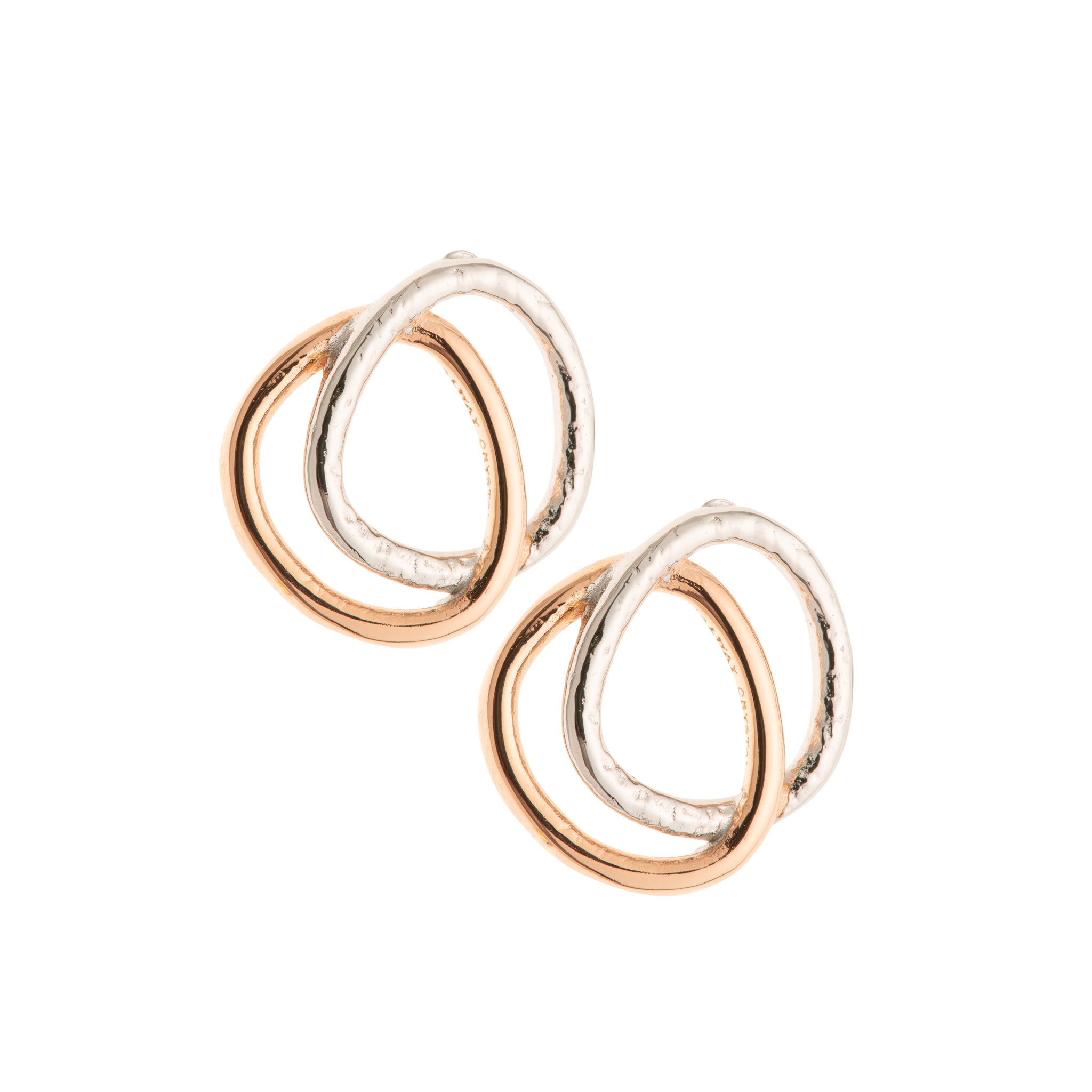 Galway Crystal Entwined Sterling Silver & Rose Gold Stud Earrings