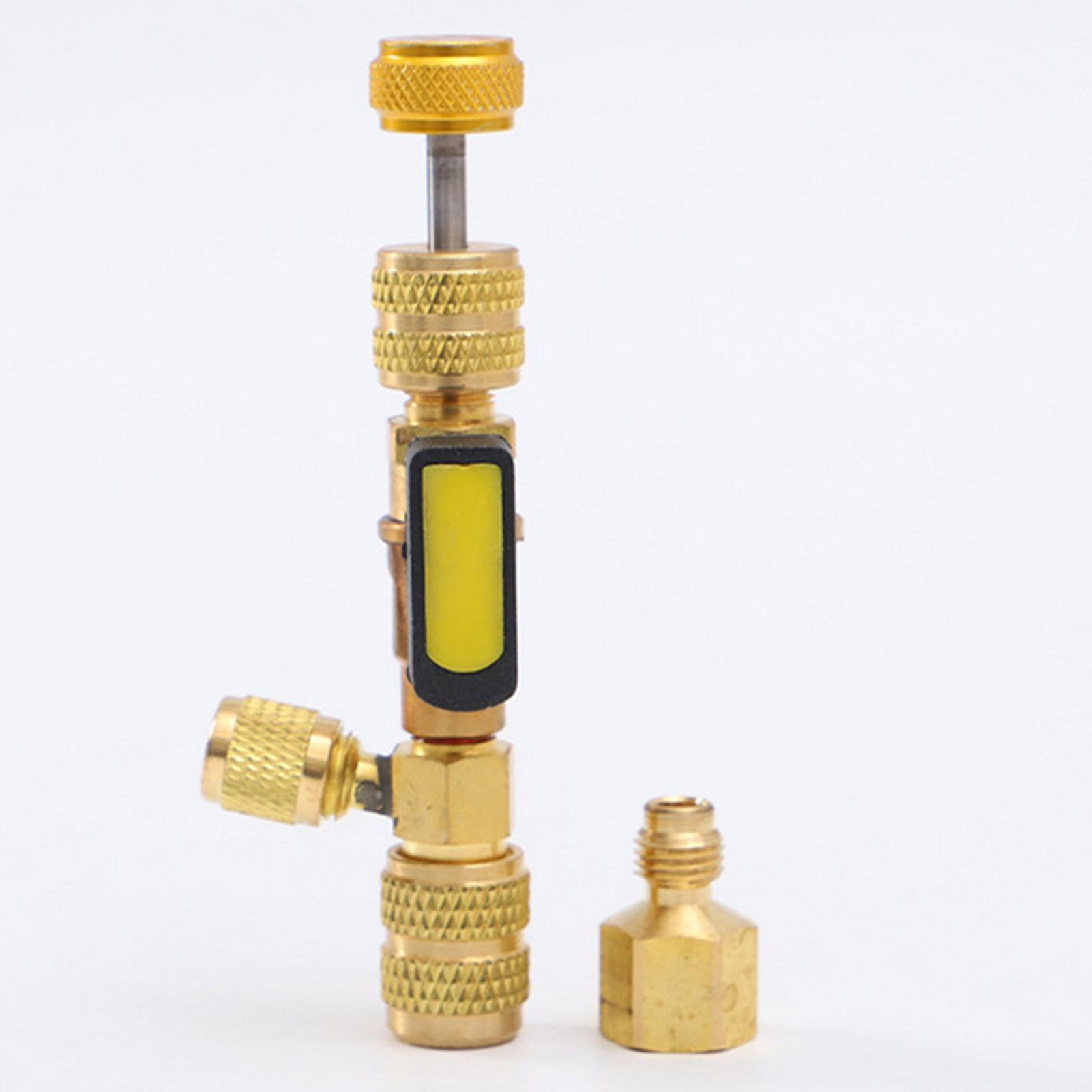 Gold Hvac Valve Core Remover Installation Tool Dual 1/4'' And 5/16'' Port With 10 Cores