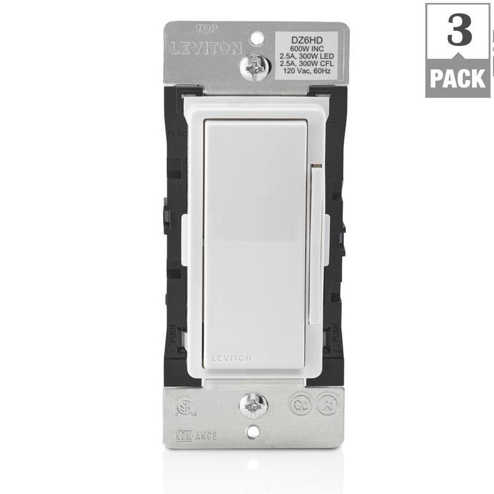 Leviton Decora Smart with Z-Wave Technology 600-Watt Dimmer WhiteLight Almond (3-Pack) VB3-DZ6HD-HD3