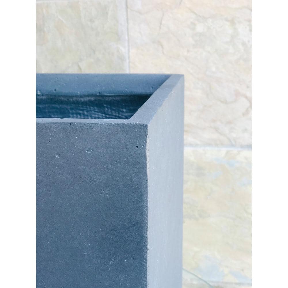 KANTE 10 in. Tall Charcoal Lightweight Concrete Square Modern Outdoor Planter RF0001A-C60121