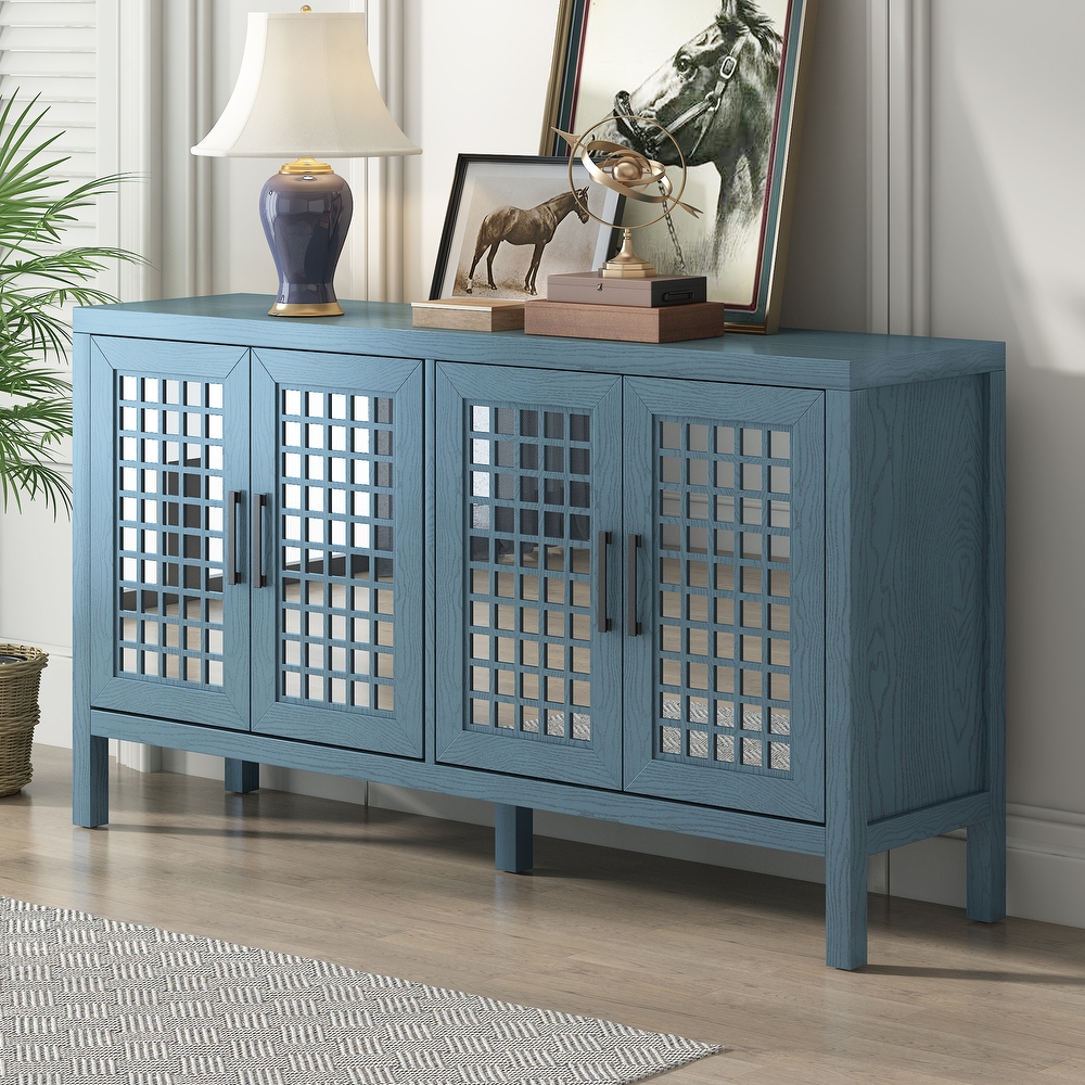 Bedroom Storage Cabinet Console Table with 4 Doors Kitchen Sideboard Buffet Dining Table Living Room Sofa Table