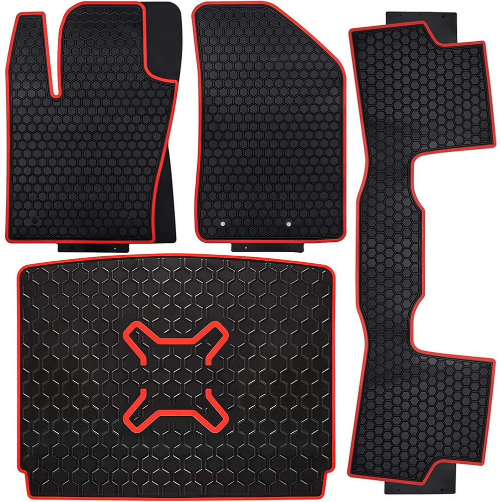 Floor Mats and Cargo Liners Set For Jeep Renegade 2015-2021 Custom Fit Front and Rear Seat Slush Mats， Environmentally Friendly Rubber Heavy Duty All Weather Guard Odorless (Pack Of 4)