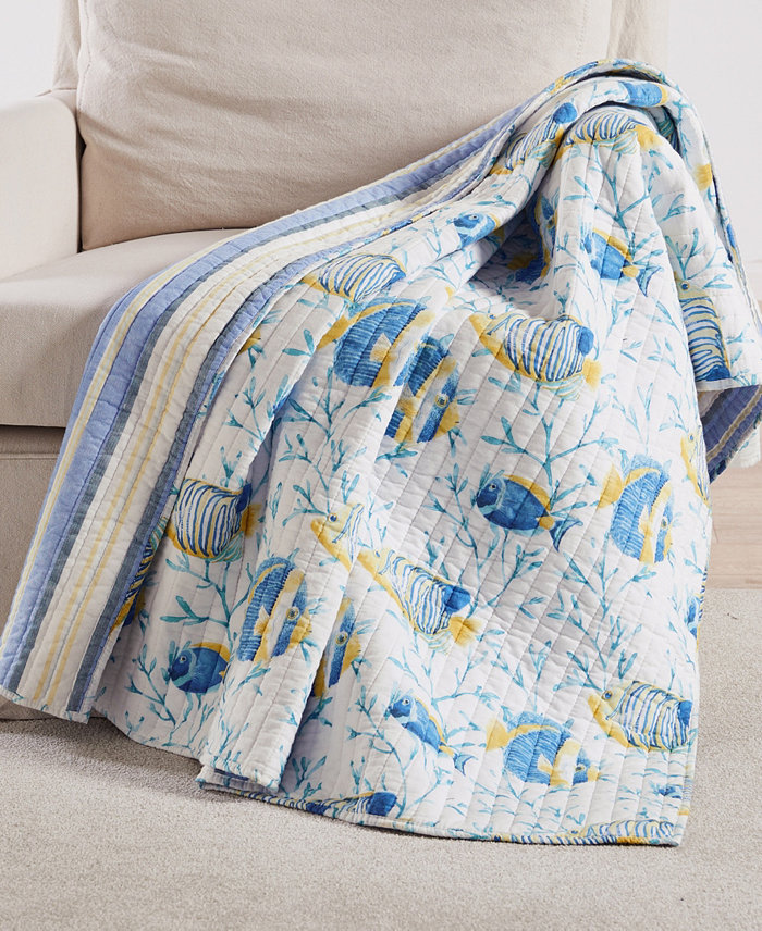 Levtex Tropical Sea Reversible Quilted Throw， 50 x 60