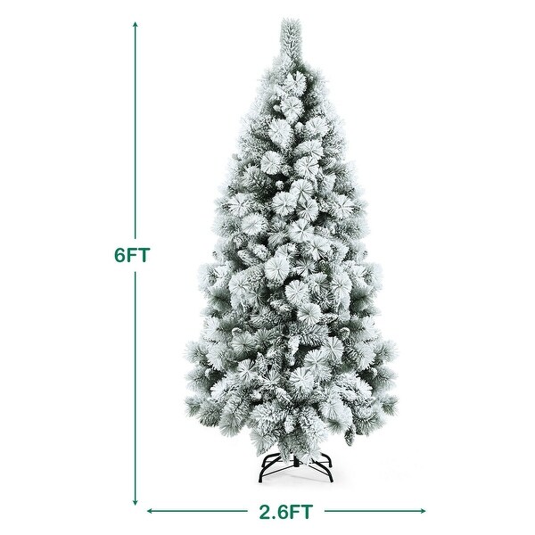 Flocked Hinged Artificial Christmas Slim Tree with Pine Needles