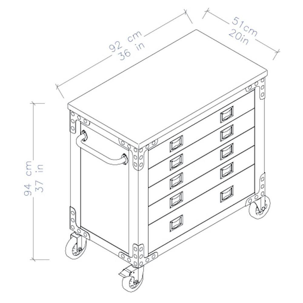 DURAMAX 36 in. 5-Drawer Wood Top Roller Cabinet Tool Chest 68006