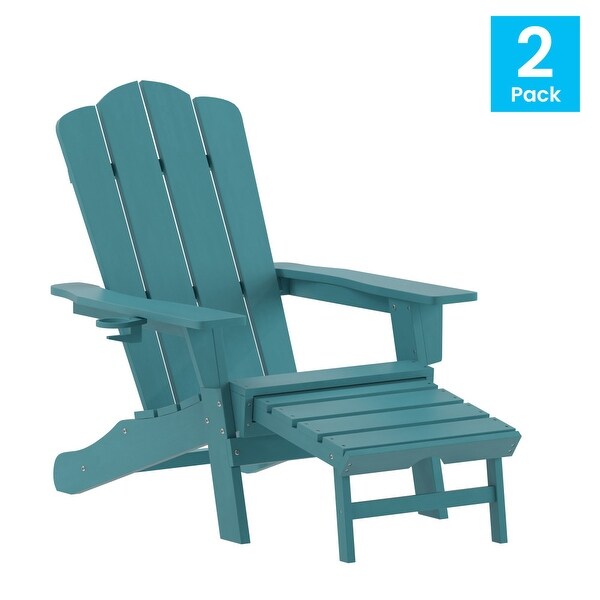 Commercial AllWeather Adirondack Chair with Pullout Ottoman and Cupholder