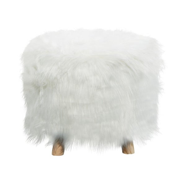 White Polyester Contemporary Stool 16 x 19 x 19 - 19 x 19 x 16Round