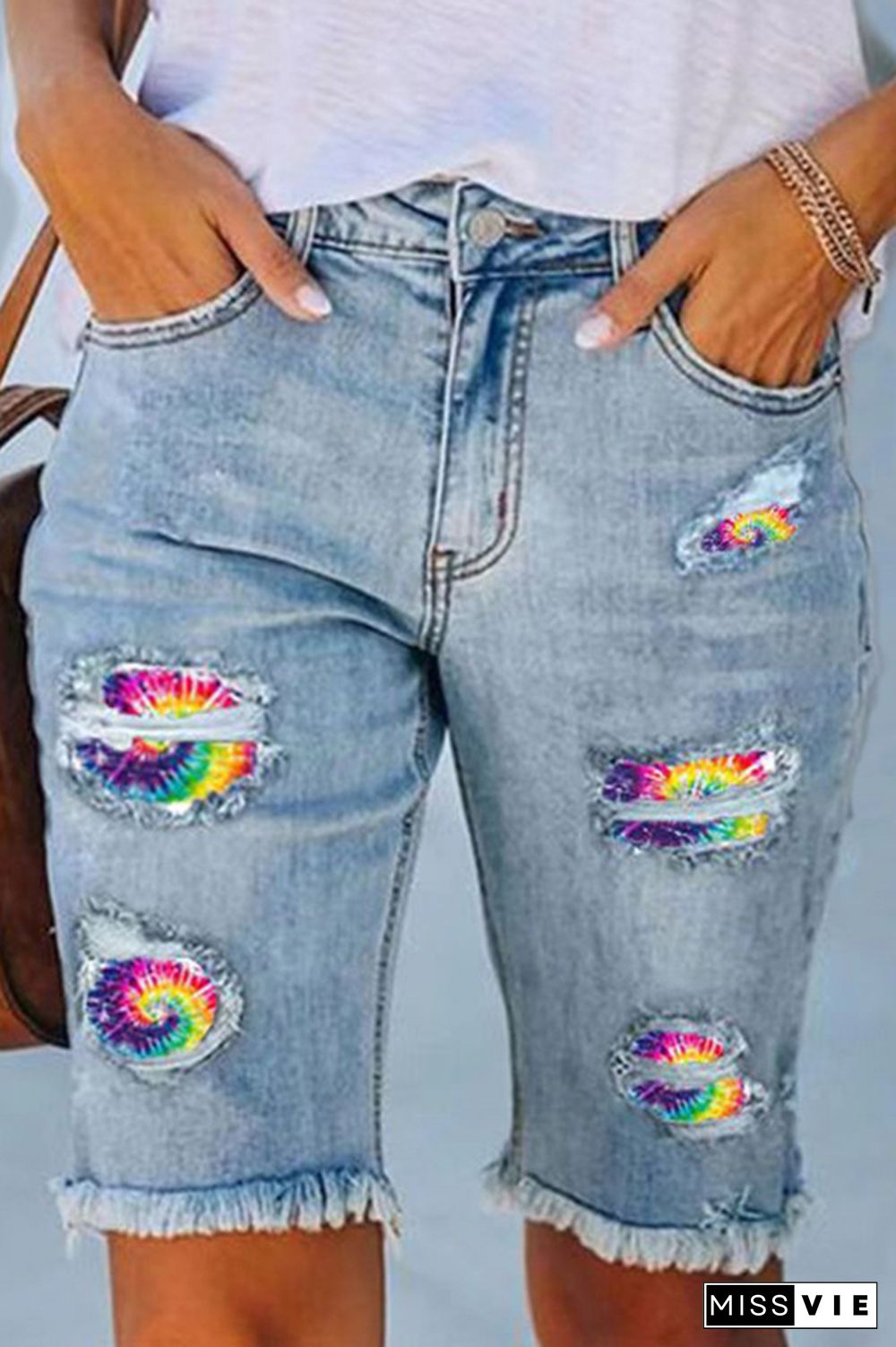 Ripped High Waist Jeans Shorts Wholesale