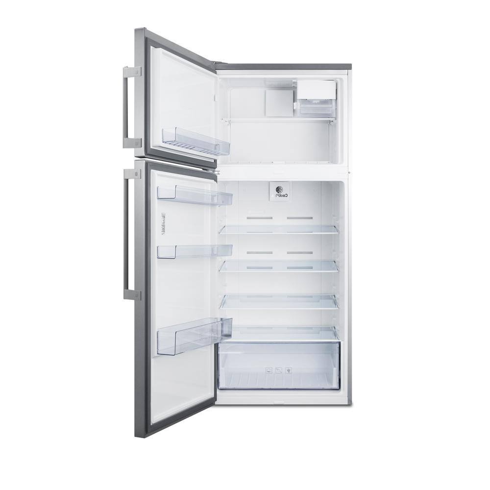 Summit Appliance 27.63 in. 12.6 cu. ft. Top Freezer Refrigerator in Stainless Steel Counter Depth FF1512SSIMLHDE