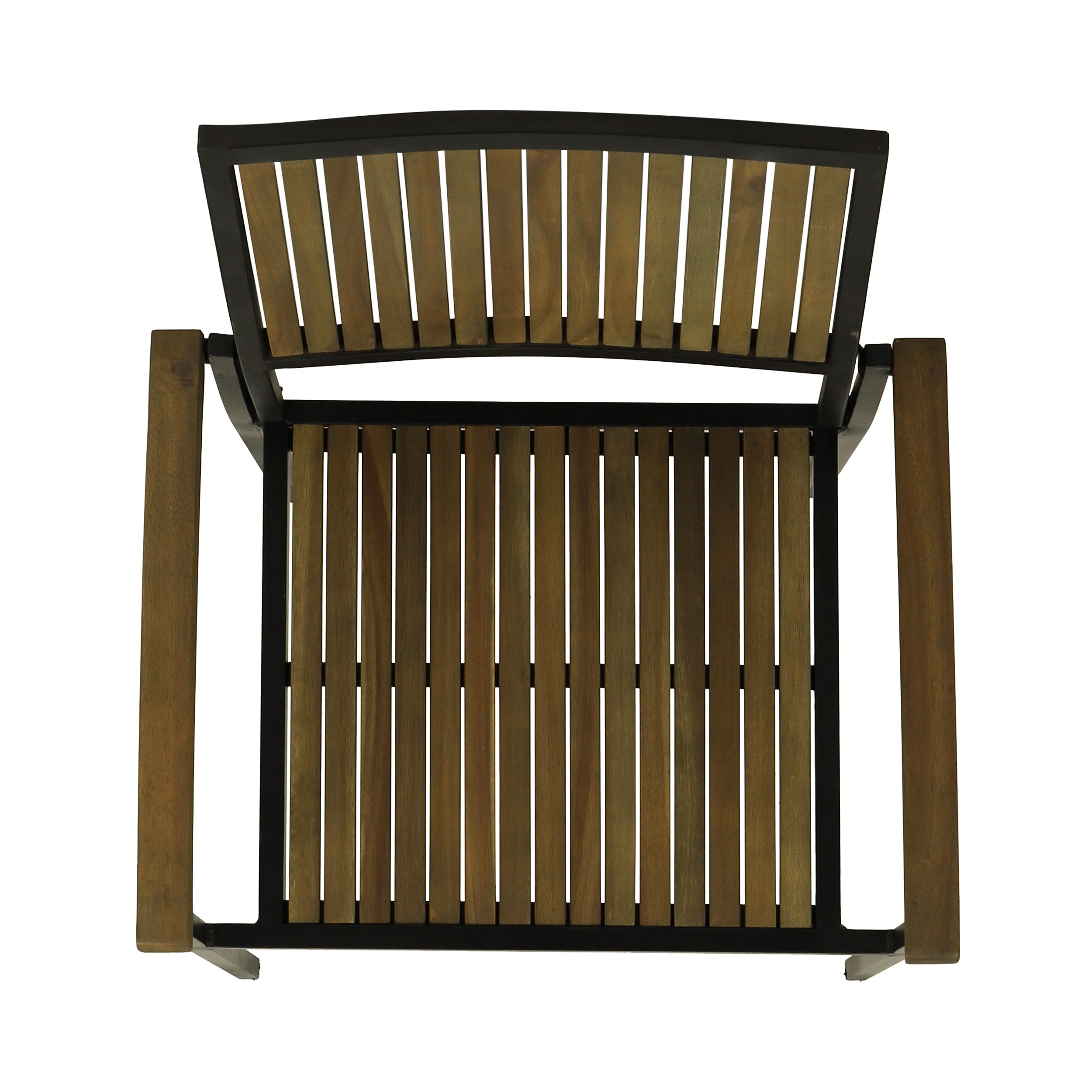 Owen Outdoor Wood and Iron Dining Chair (Set of 2)