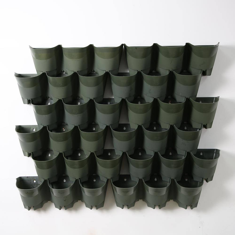 Worth Garden Olive Green Plastic 36-Pockets Self-Watering Vertical-Wall Garden Planters (12 Sets of 3) G707A00