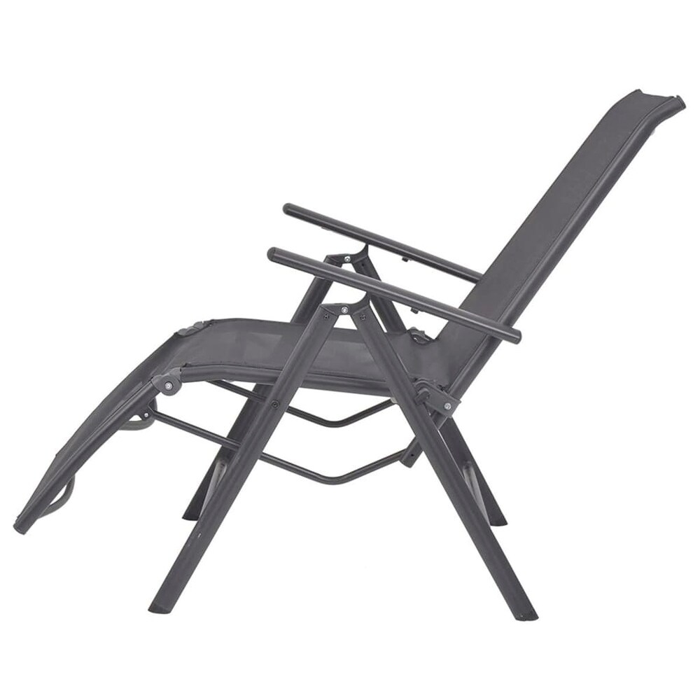 vidaXL Reclining Deck Chair Aluminum and Textilene Black   23\