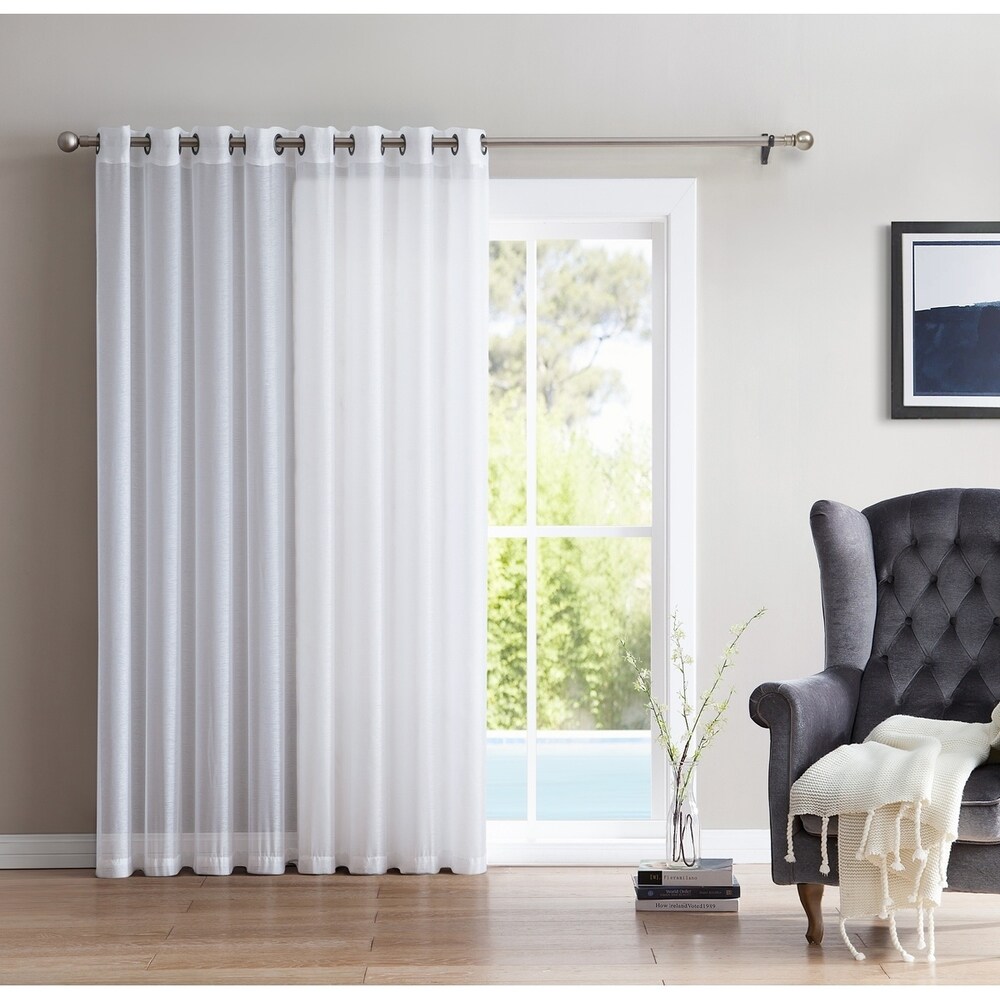 Home   Linens One Panel Extra Wide Sheer Voile Patio Door Grommet Curtain Panel for Sliding Doors   100\