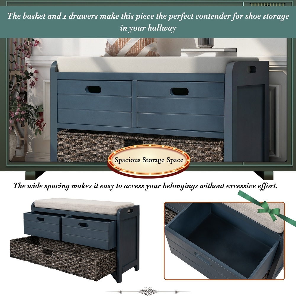 Storage Bench Entryway Benches with Storage Space   3 Drawers