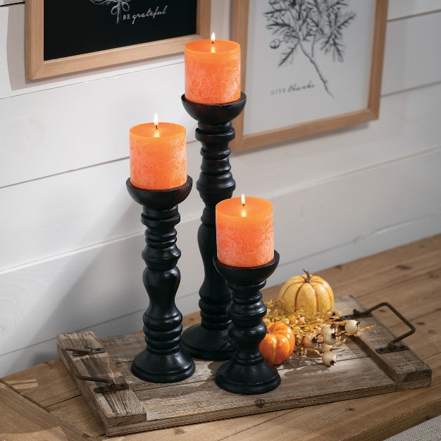 Sullivans Pillar Candleholder 16 quot h 12 quot h amp 8 quot h Black