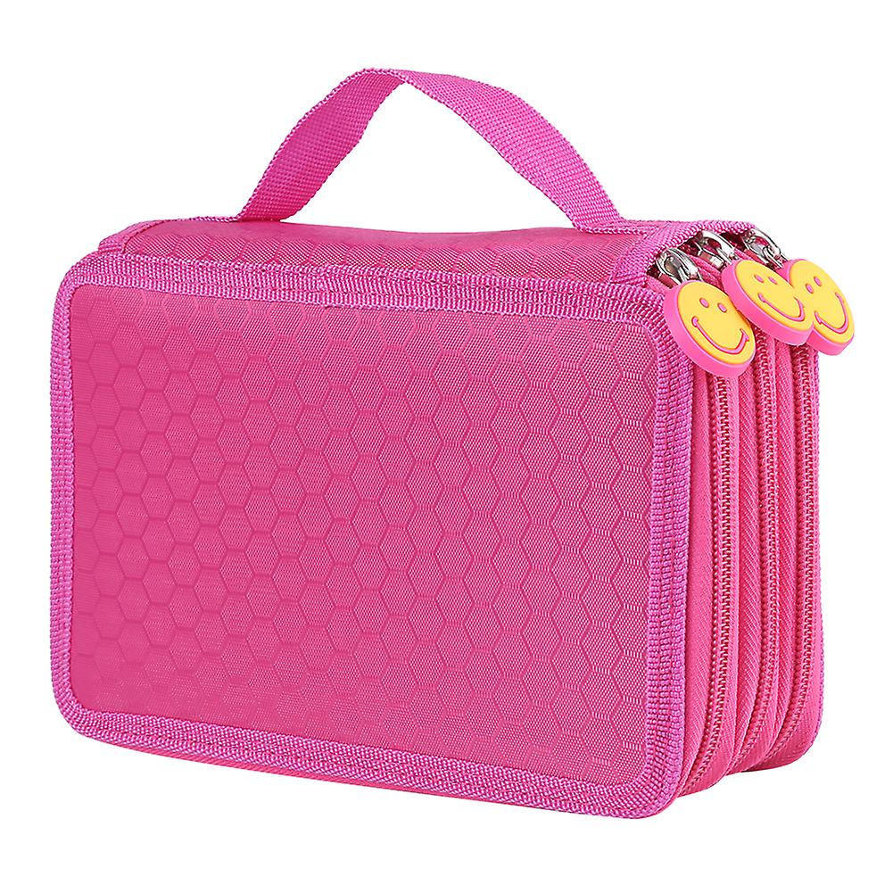 52 Slots Large Capacity Pencil Bag Pen Case Drawing Painting Storage Pouch (pink)