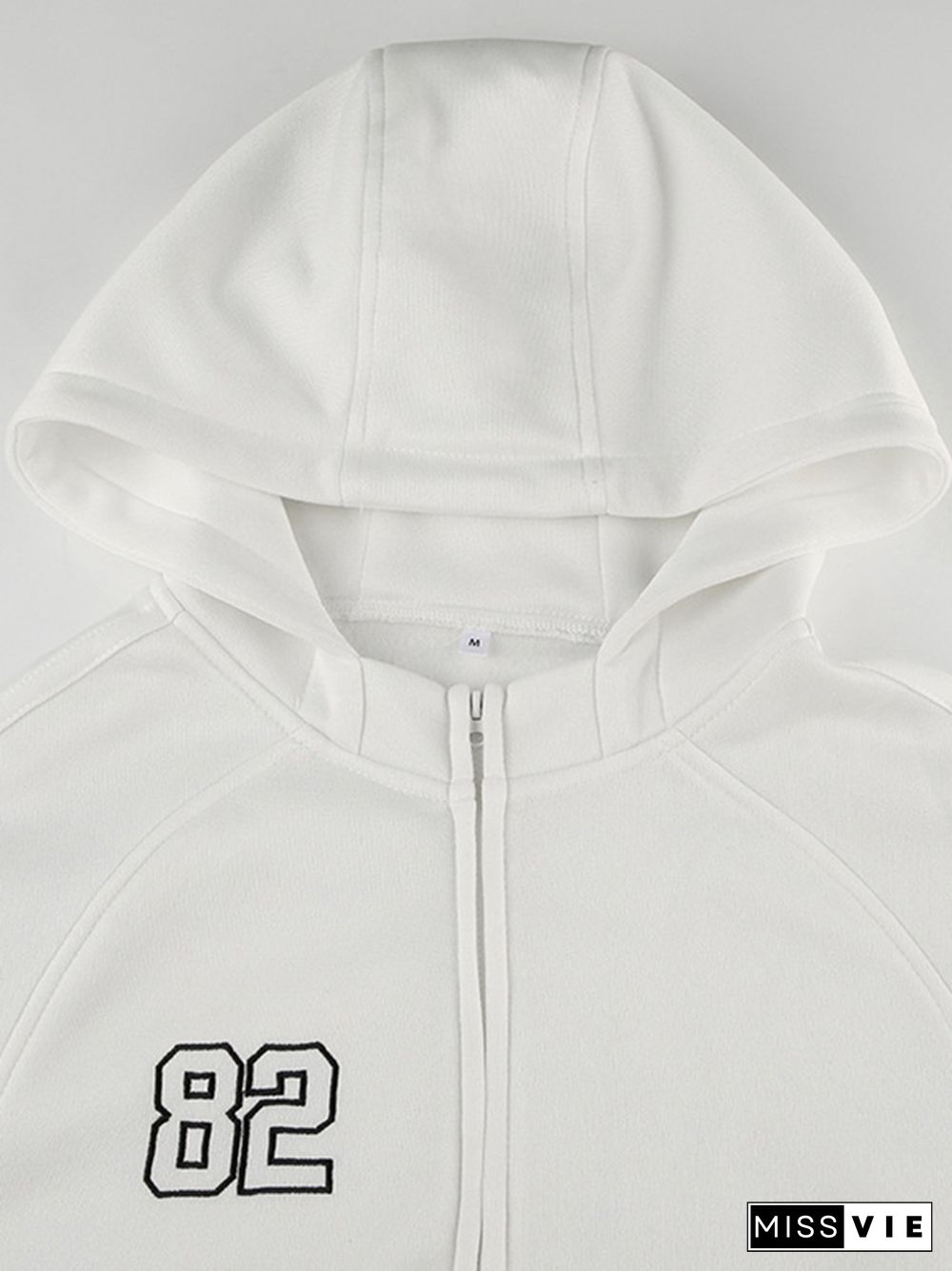 Number Embroidery Embellished Oversized Hoodie