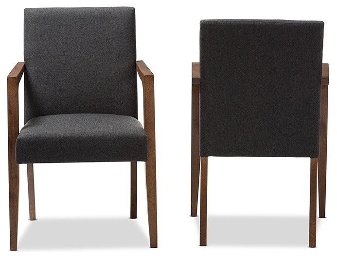 Andrea Mid Century Dark Gray Upholstered Wooden Armchair  Set of 2   Midcentury   Dining Chairs   by Shop Chimney  Houzz