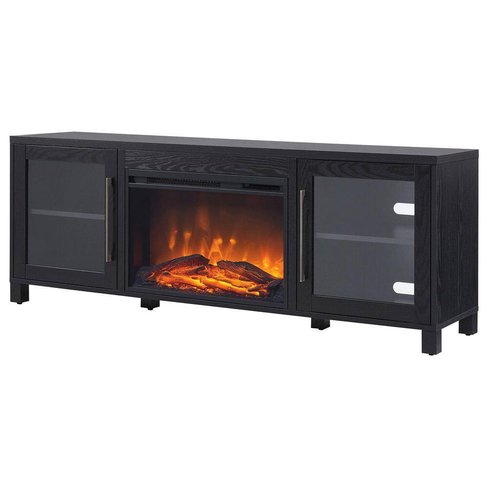 MeyerCross Quincy 68 in. Black Grain TV Stand with 26 in. Log Fireplace Fits TV's up to 75 in. TV1803