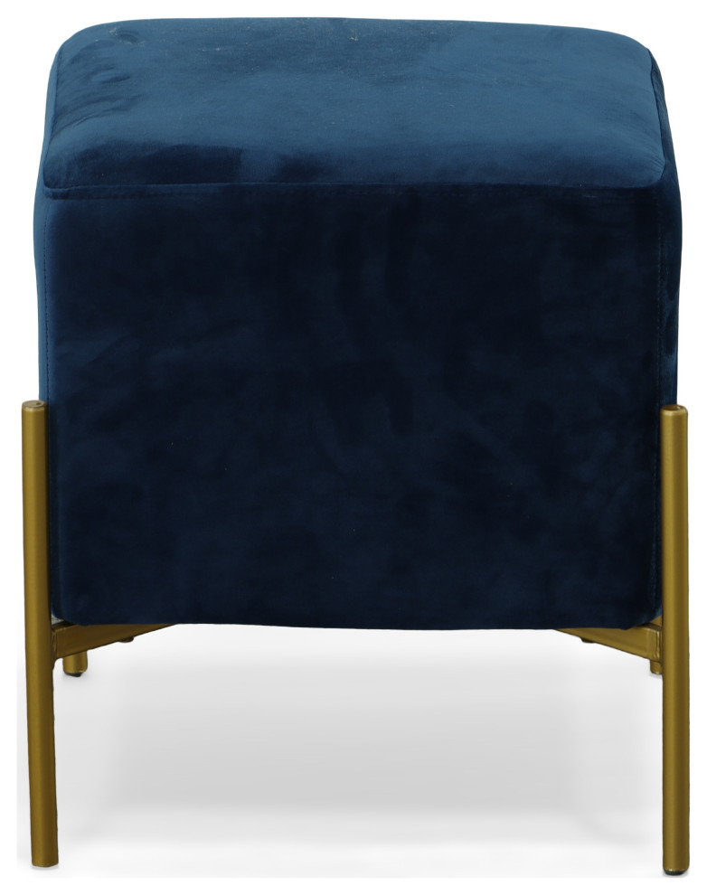 Larenta Upholstered Accent Stool/Footrest  Navy/Blue   Midcentury   Footstools And Ottomans   by CAROLINA CLASSICS  Houzz