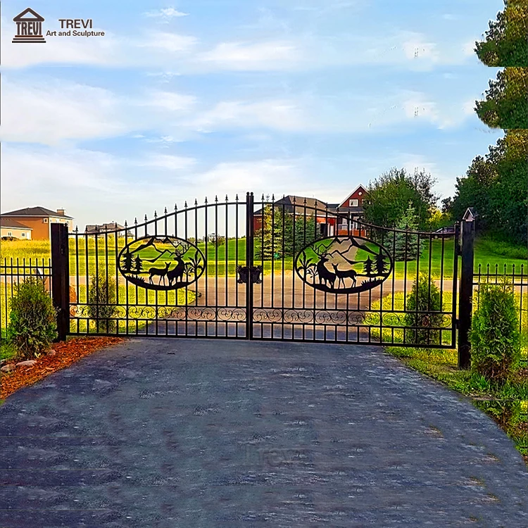 High Quality Polishing Art Design Outdoor Garden Arch Wrought Iron Gate and Fence