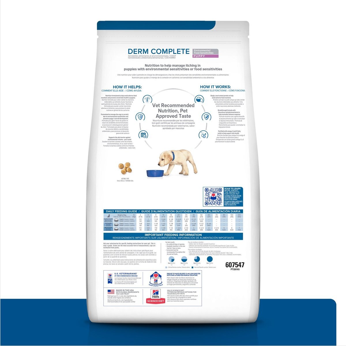 Hill's Prescription Diet Derm Complete Puppy Environmental/Food Sensitivities Rice and Egg Recipe Dry Dog Food， 14.3-lb bag