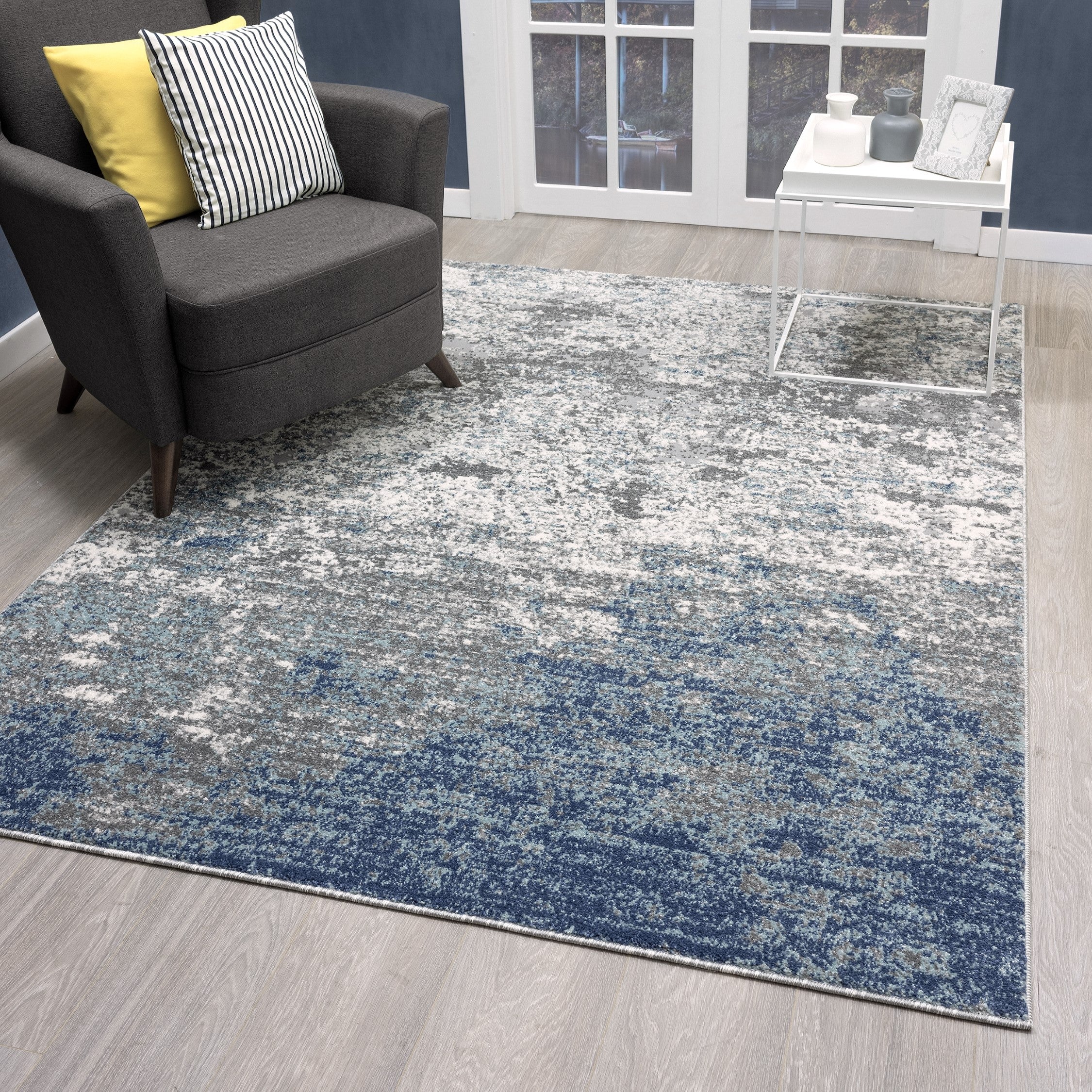 Luxe Weavers Coastal Modern Area Rug Blue 8'x10', Machine-Made Carpet