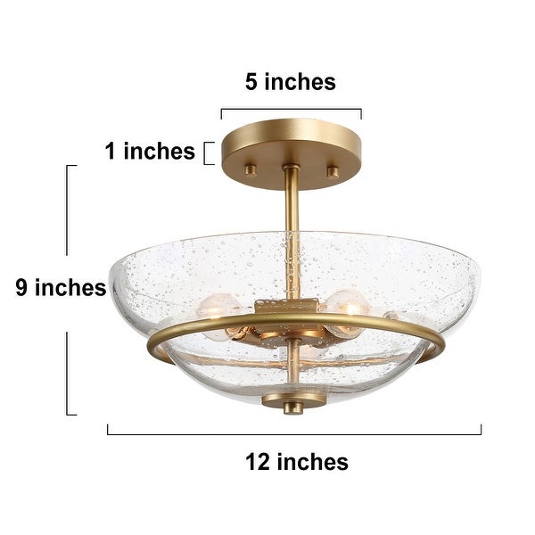 Modern Gold 3-light Semi-flush Mount Bowl Seeded Glass LED Dimmable Ceiling Lights - D12'' * H9''