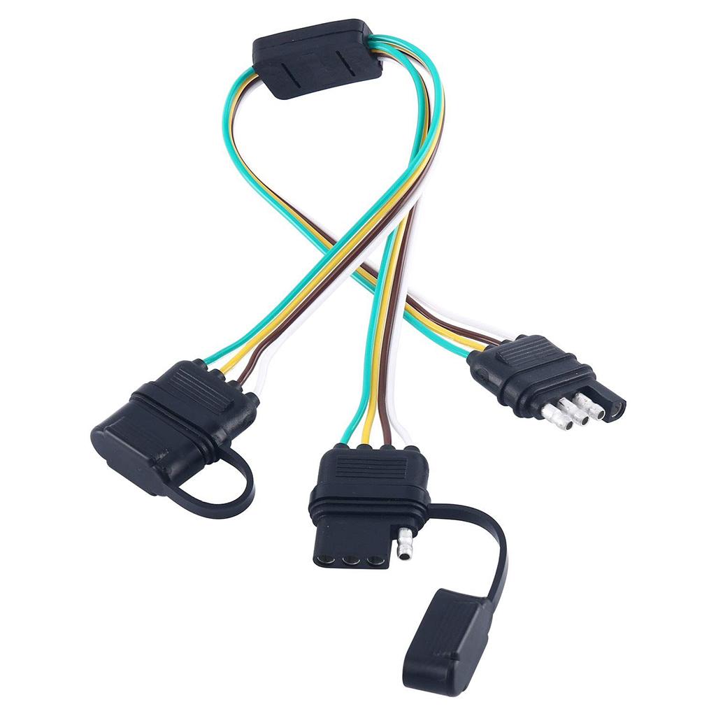 Universal 4-Way Splitter Trailer Light Wiring Adapters LED Strip Brake Tailgate Light Bar Plug Adapter Extension Harness