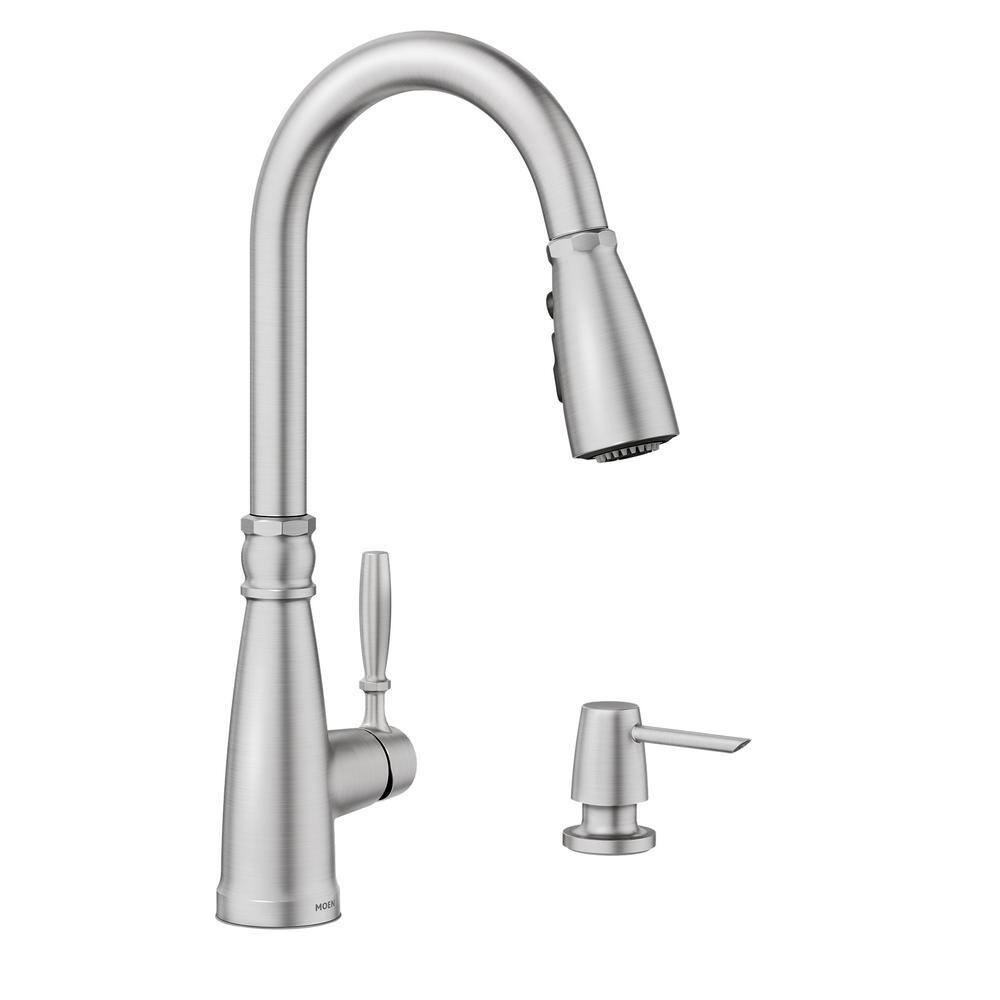 MOEN Boman Single Handle Pull-Down Sprayer Kitchen Faucet with Reflex and PowerBoost in Spot Resist Stainless 87162SRS