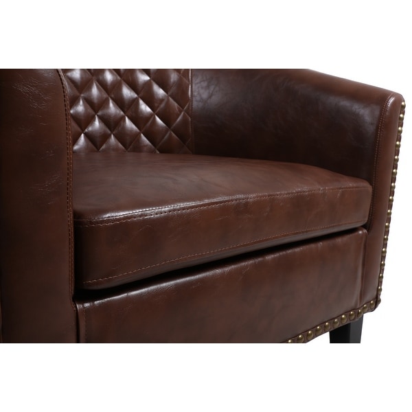 Modern Accent Barrel Chair Living Room Chair With Nailheads