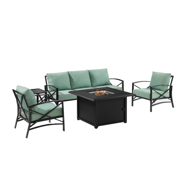 Kaplan 5pc Outdoor Sofa Set With Fire Table Mist Crosley