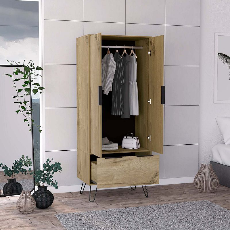 Nuvo Closet， Double Door Cabinet， One Drawer， Hairpin Legs