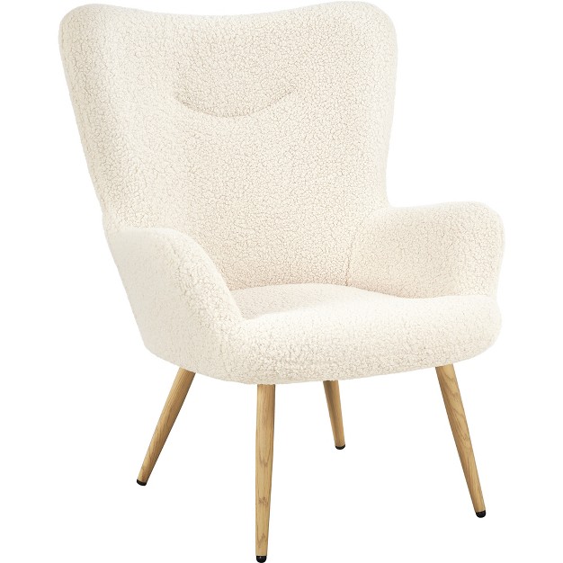 Yaheetech Boucle Accent Chair With Wood tone Metal Legs