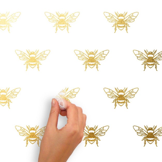 Bee Peel And Stick Wall Decal Gold Roommates